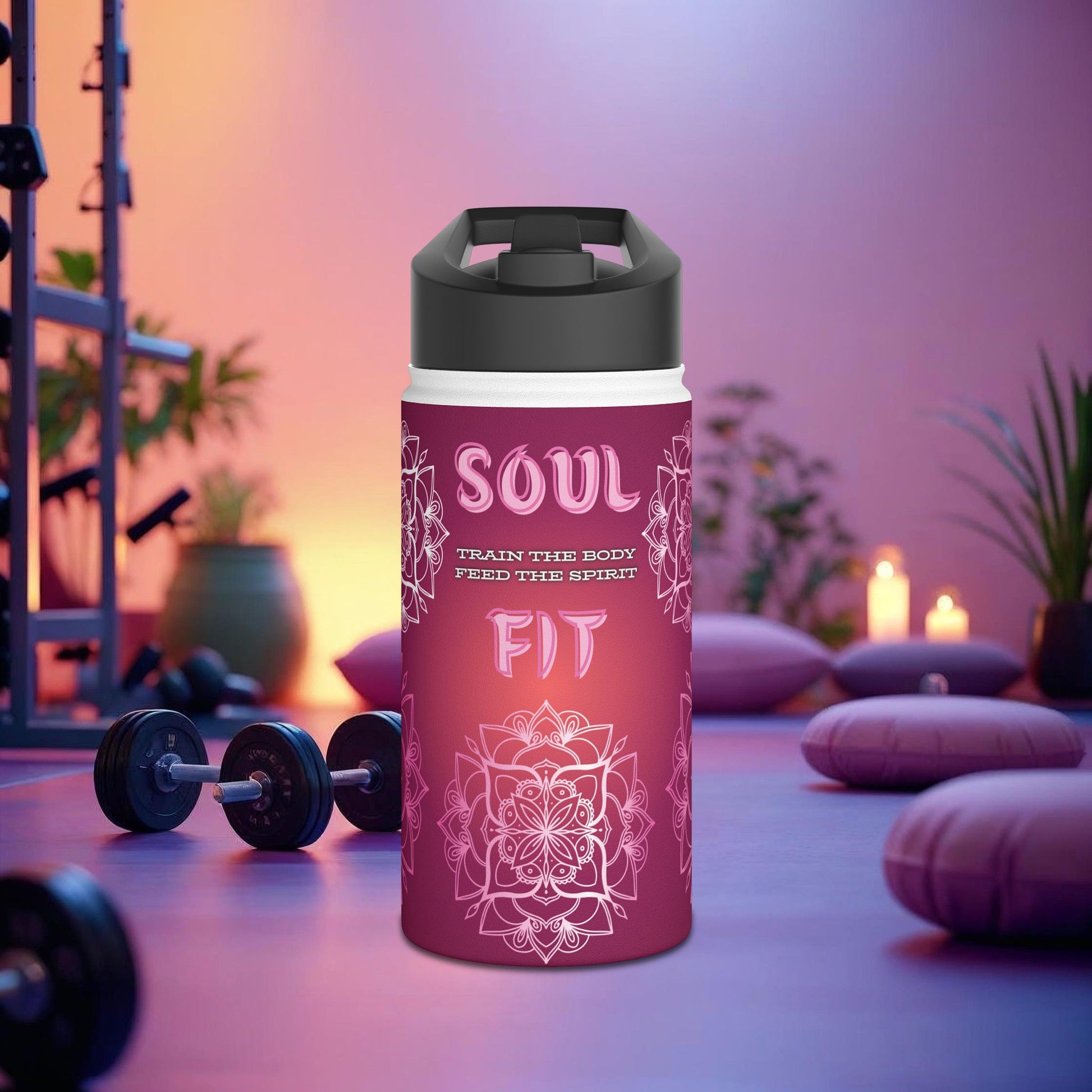 Mindful Stainless Steel Water Bottle | Exclusive SOUL FIT Design - Spiritual Mandala, Motivational Yoga Bottle, Eco-conscious Hydration, Perfect Fitness Gift