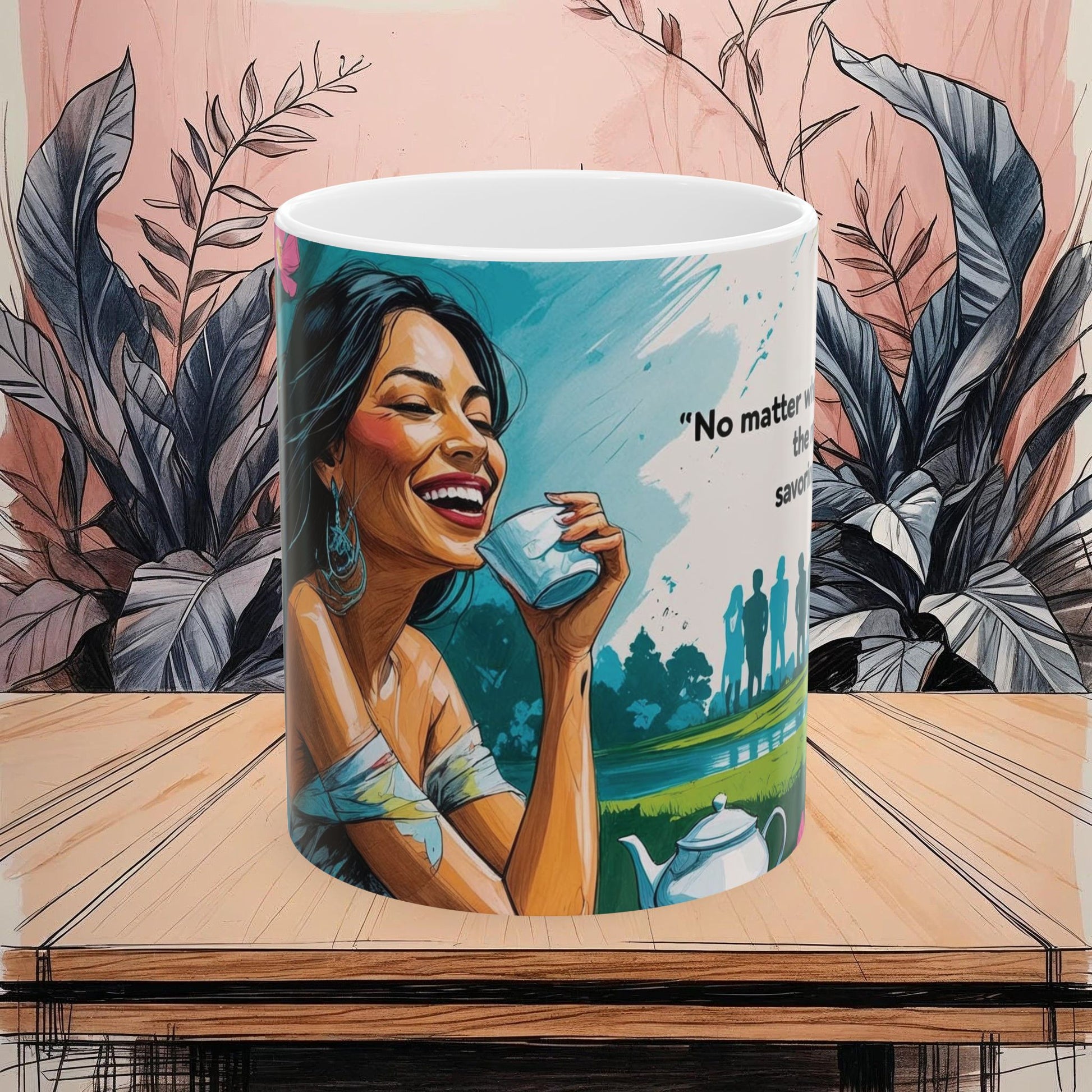 Pure Joy Mug Ceramic with Inspirational Quote, Tea Lover Gift, Enjoy Your Beverage, Coffee Lover's Favorite, Perfect for Home or Office