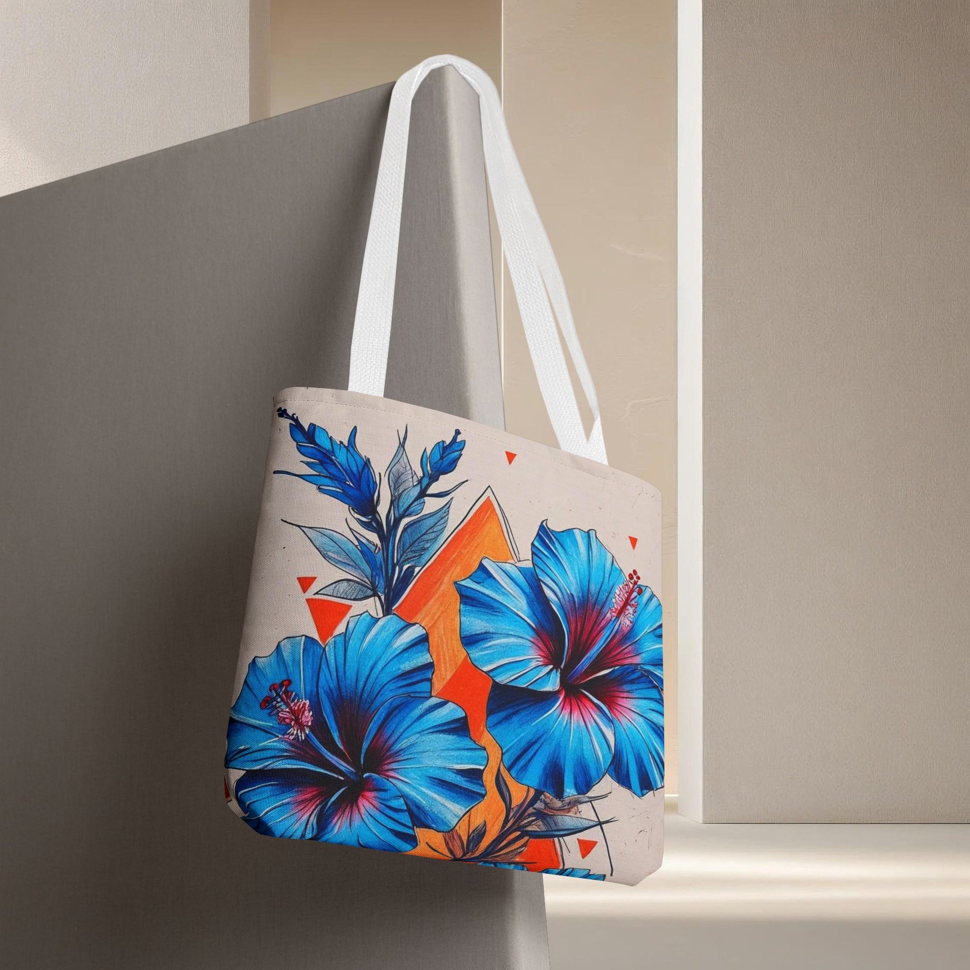 Meadow Fairy Bag - The OM & Hibiscus Flowers - Beach Bag, Yoga Tote, Eco-Friendly Shopper, Gift for Her, Summer Accessory