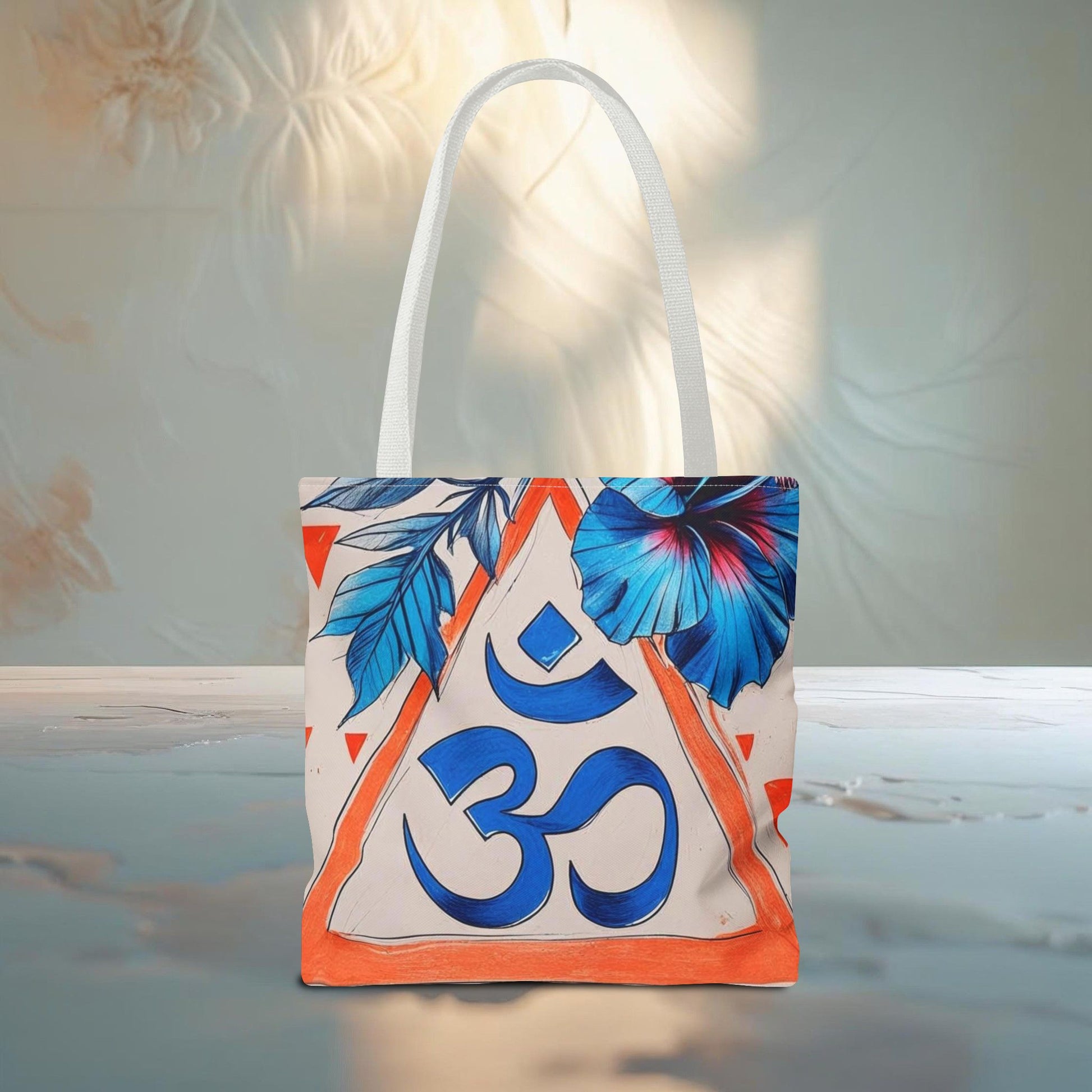 Meadow Fairy Bag - The OM & Hibiscus Flowers - Beach Bag, Yoga Tote, Eco-Friendly Shopper, Gift for Her, Summer Accessory