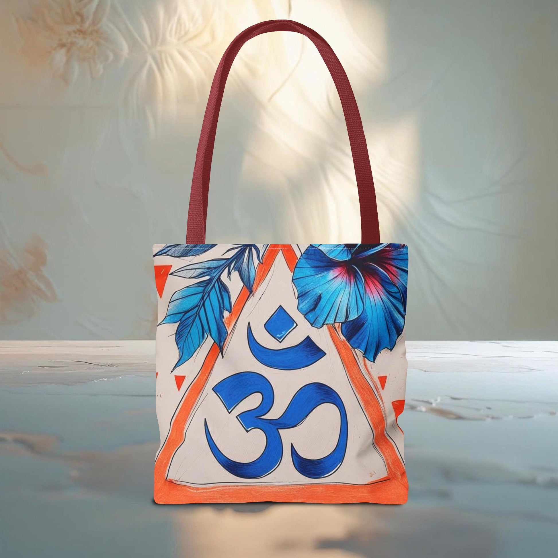 Meadow Fairy Bag - The OM & Hibiscus Flowers - Beach Bag, Yoga Tote, Eco-Friendly Shopper, Gift for Her, Summer Accessory