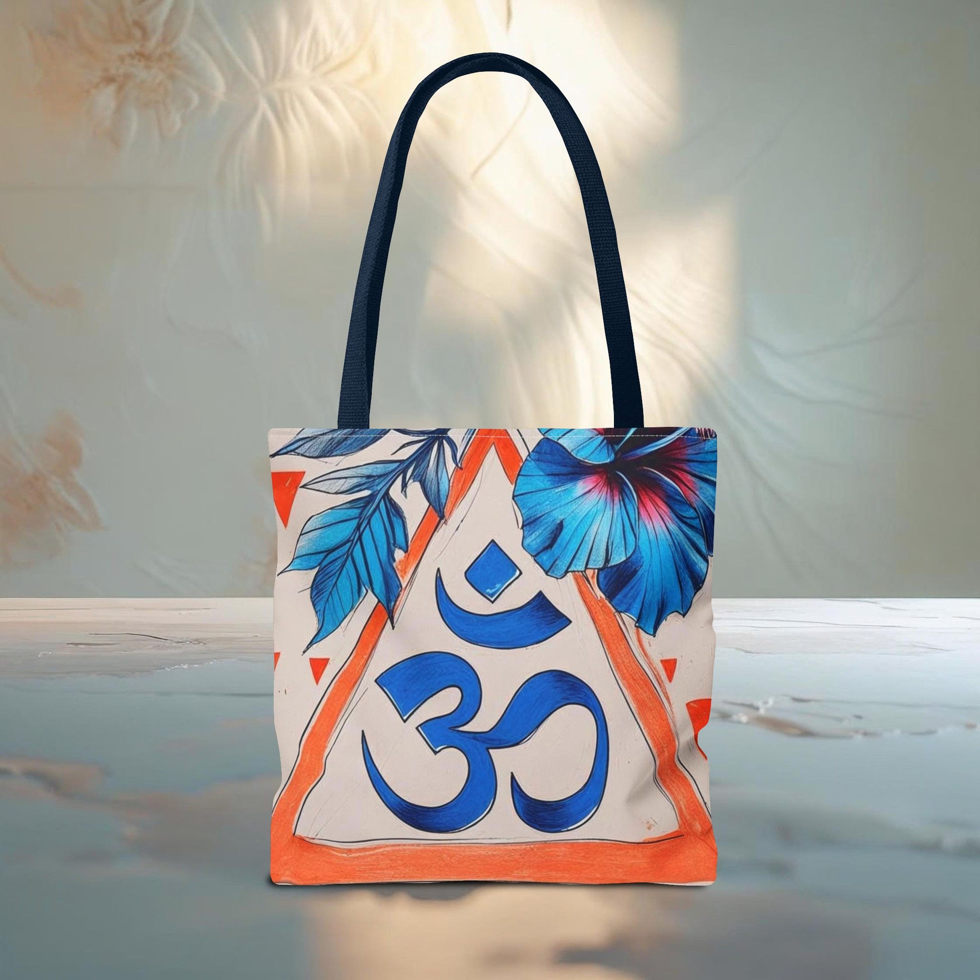 Meadow Fairy Bag - The OM & Hibiscus Flowers - Beach Bag, Yoga Tote, Eco-Friendly Shopper, Gift for Her, Summer Accessory