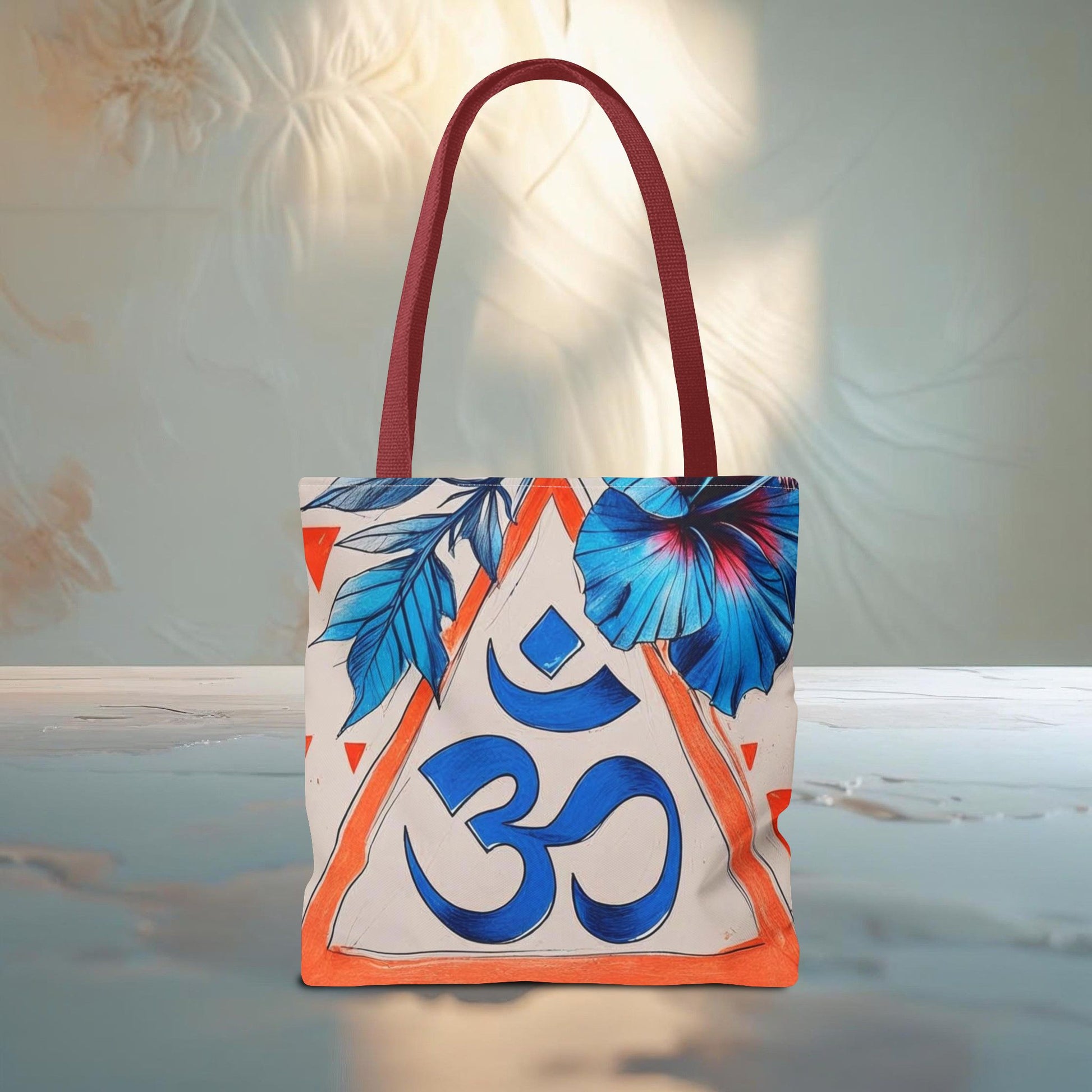Meadow Fairy Bag - The OM & Hibiscus Flowers - Beach Bag, Yoga Tote, Eco-Friendly Shopper, Gift for Her, Summer Accessory