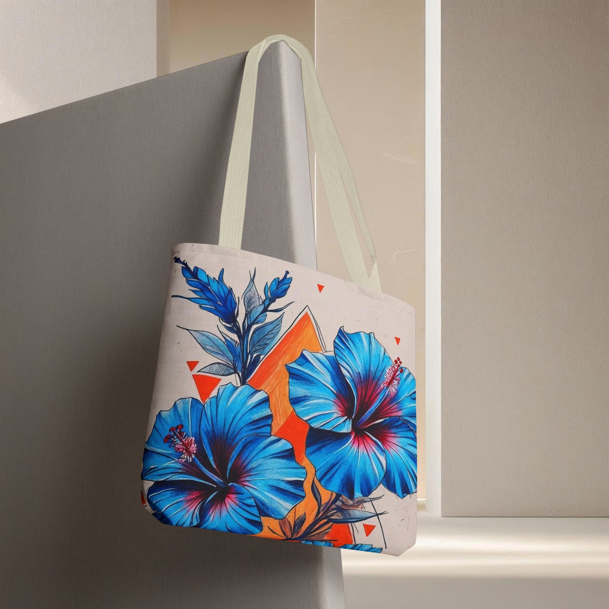 Meadow Fairy Bag - The OM & Hibiscus Flowers - Beach Bag, Yoga Tote, Eco-Friendly Shopper, Gift for Her, Summer Accessory