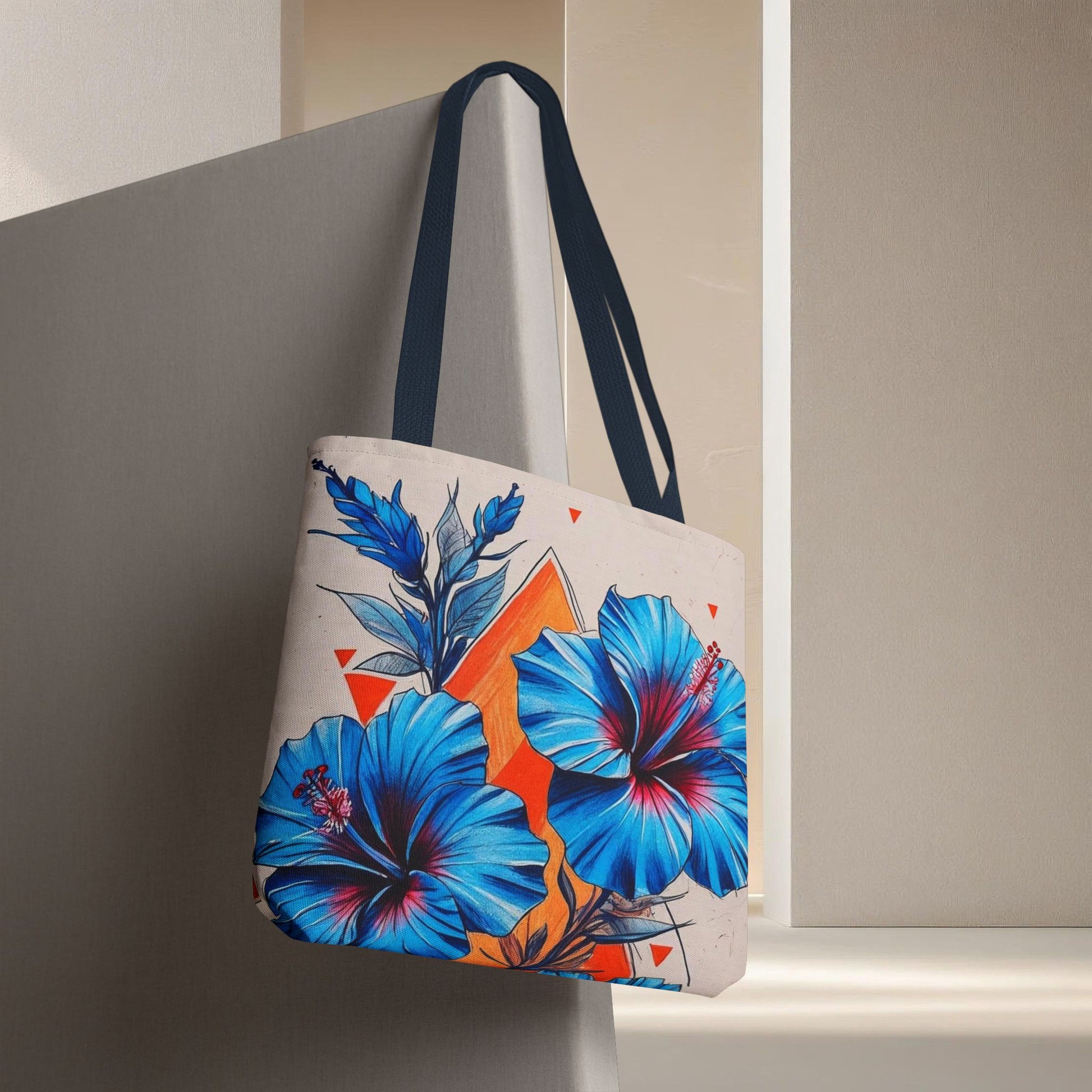 Meadow Fairy Bag - The OM & Hibiscus Flowers - Beach Bag, Yoga Tote, Eco-Friendly Shopper, Gift for Her, Summer Accessory