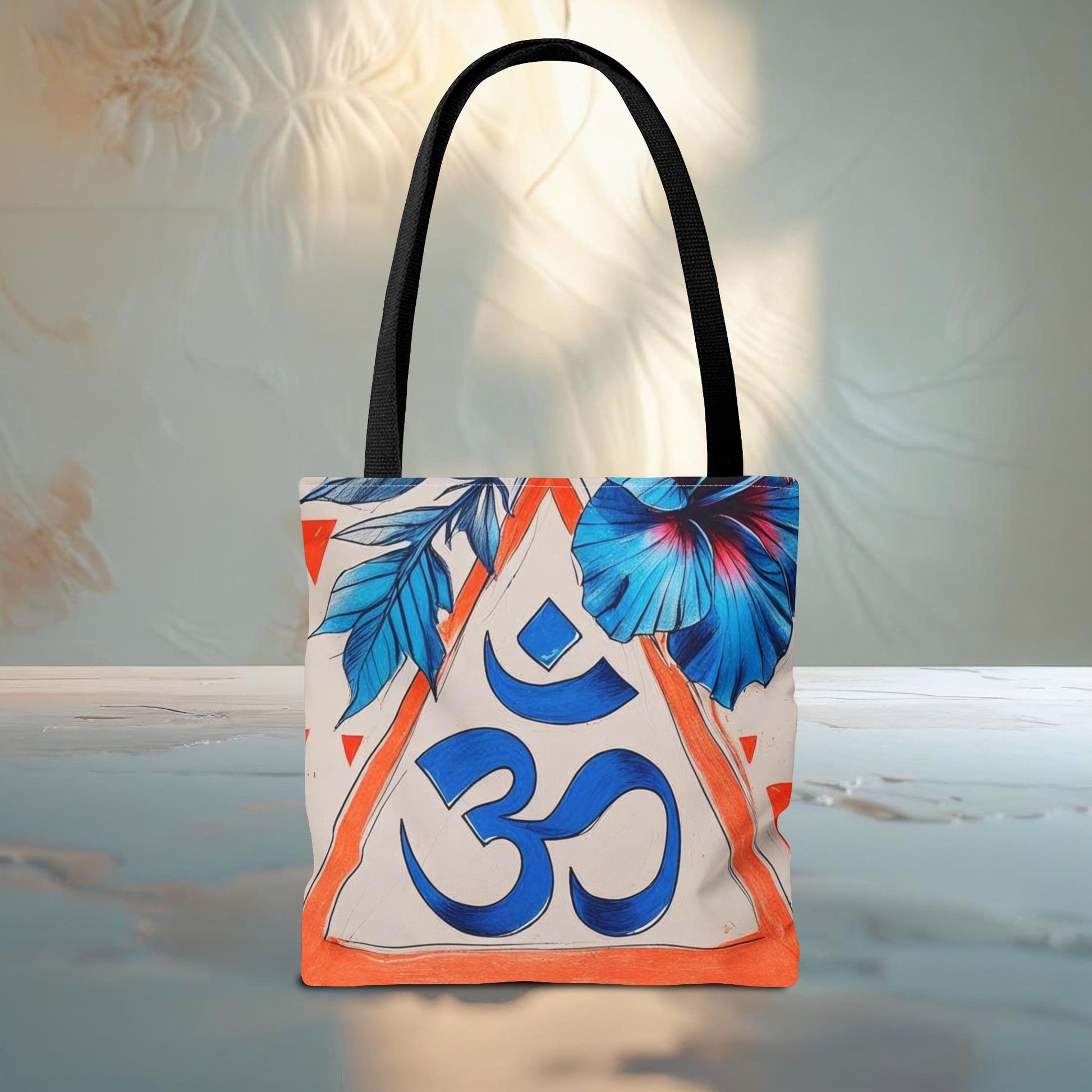 Meadow Fairy Bag - The OM & Hibiscus Flowers - Beach Bag, Yoga Tote, Eco-Friendly Shopper, Gift for Her, Summer Accessory