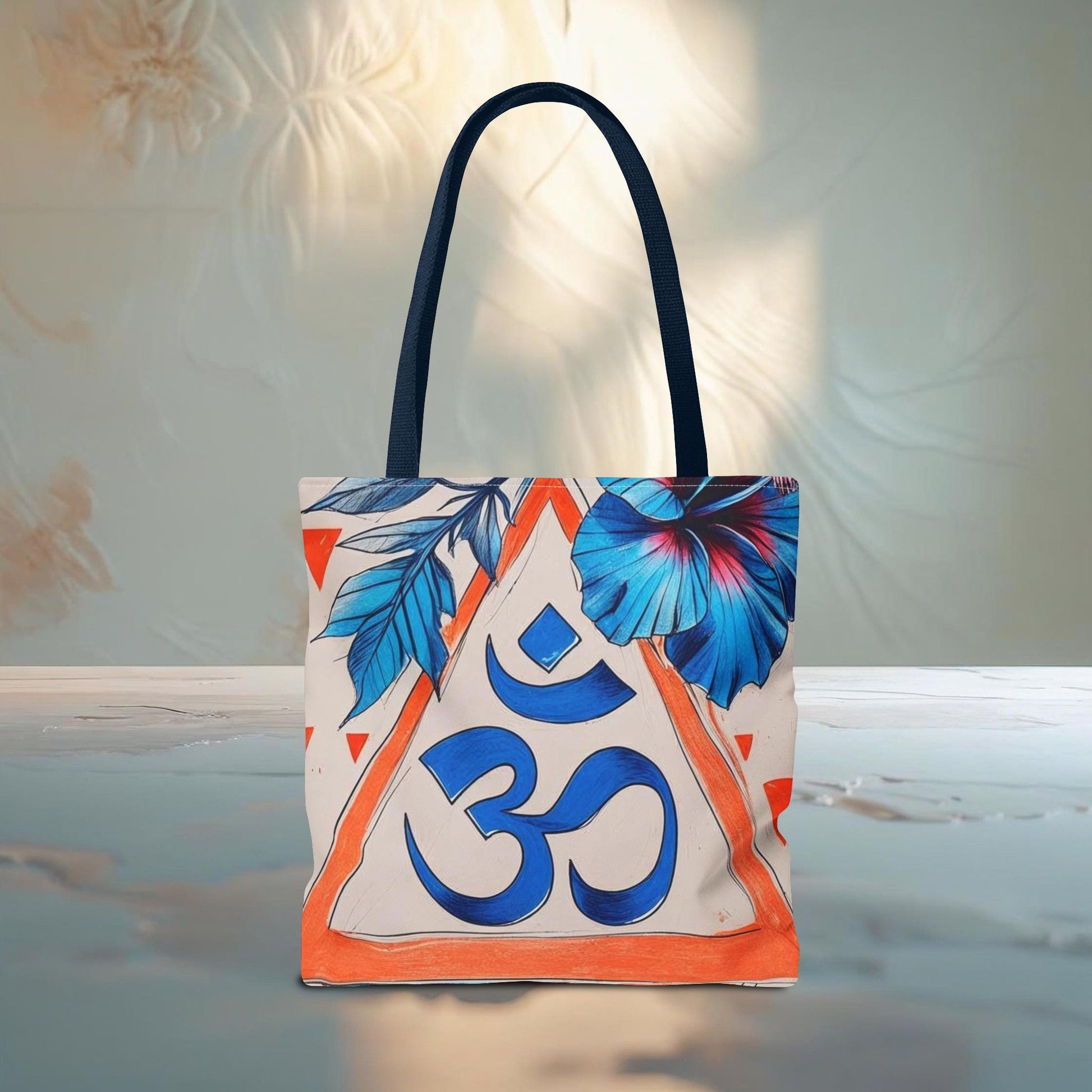 Meadow Fairy Bag - The OM & Hibiscus Flowers - Beach Bag, Yoga Tote, Eco-Friendly Shopper, Gift for Her, Summer Accessory