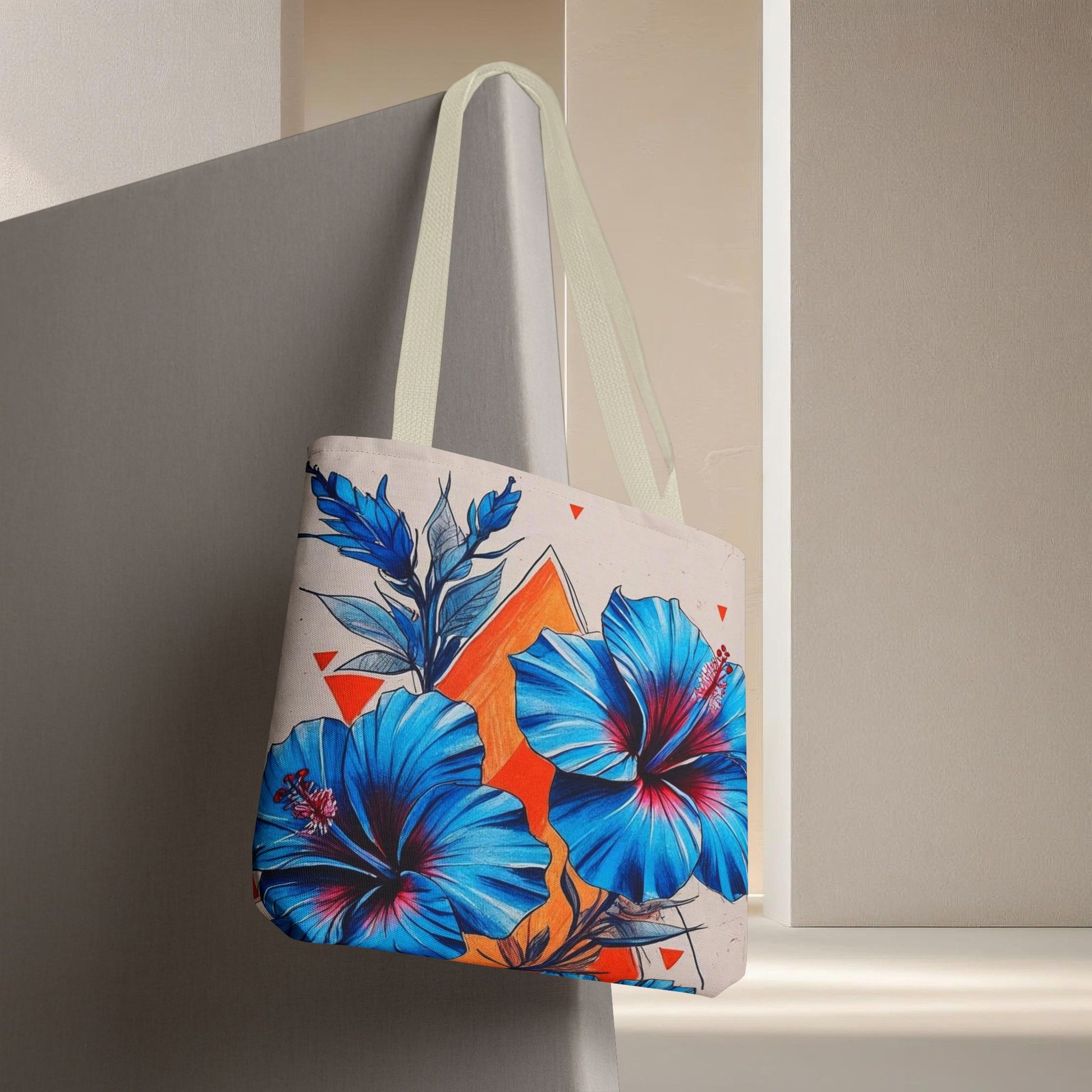Meadow Fairy Bag - The OM & Hibiscus Flowers - Beach Bag, Yoga Tote, Eco-Friendly Shopper, Gift for Her, Summer Accessory