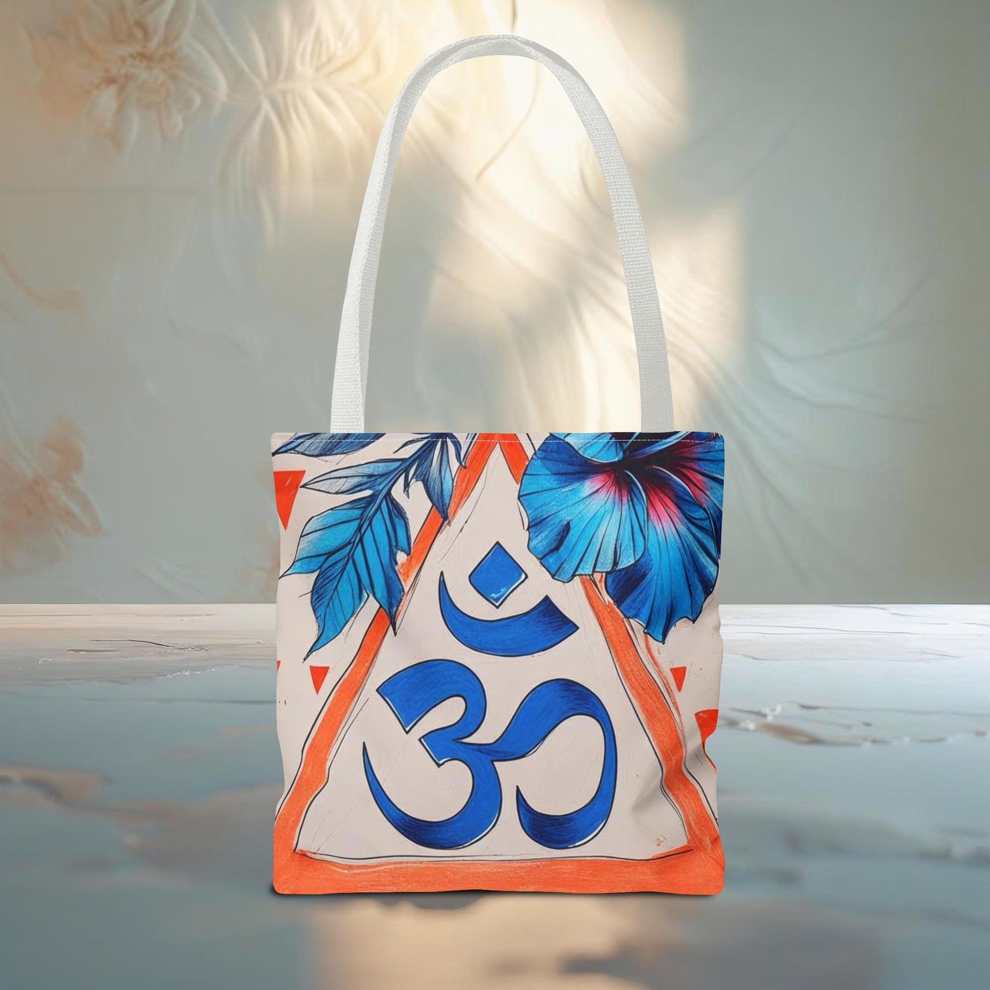 Meadow Fairy Bag - The OM & Hibiscus Flowers - Beach Bag, Yoga Tote, Eco-Friendly Shopper, Gift for Her, Summer Accessory