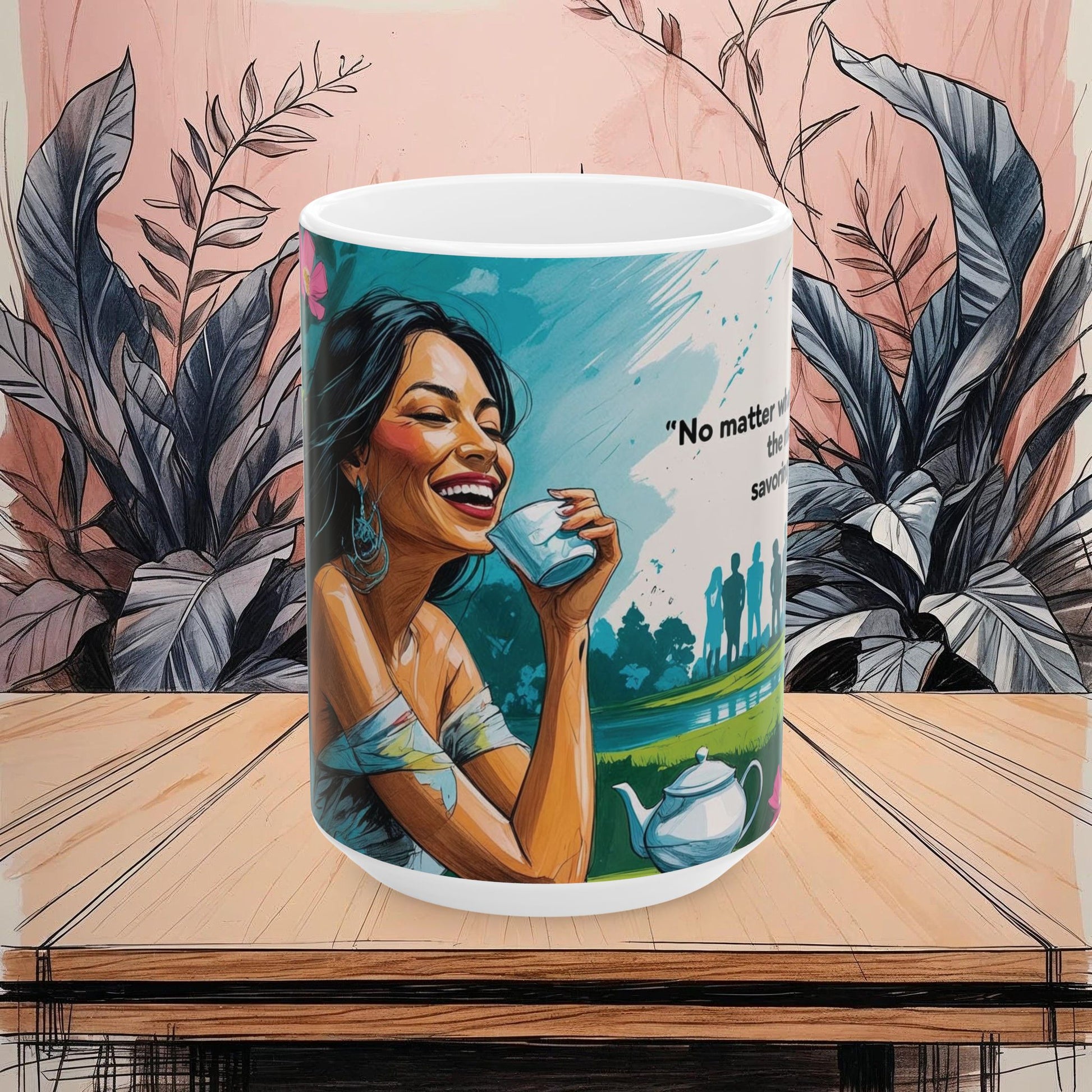 Pure Joy Mug Ceramic with Inspirational Quote, Tea Lover Gift, Enjoy Your Beverage, Coffee Lover's Favorite, Perfect for Home or Office