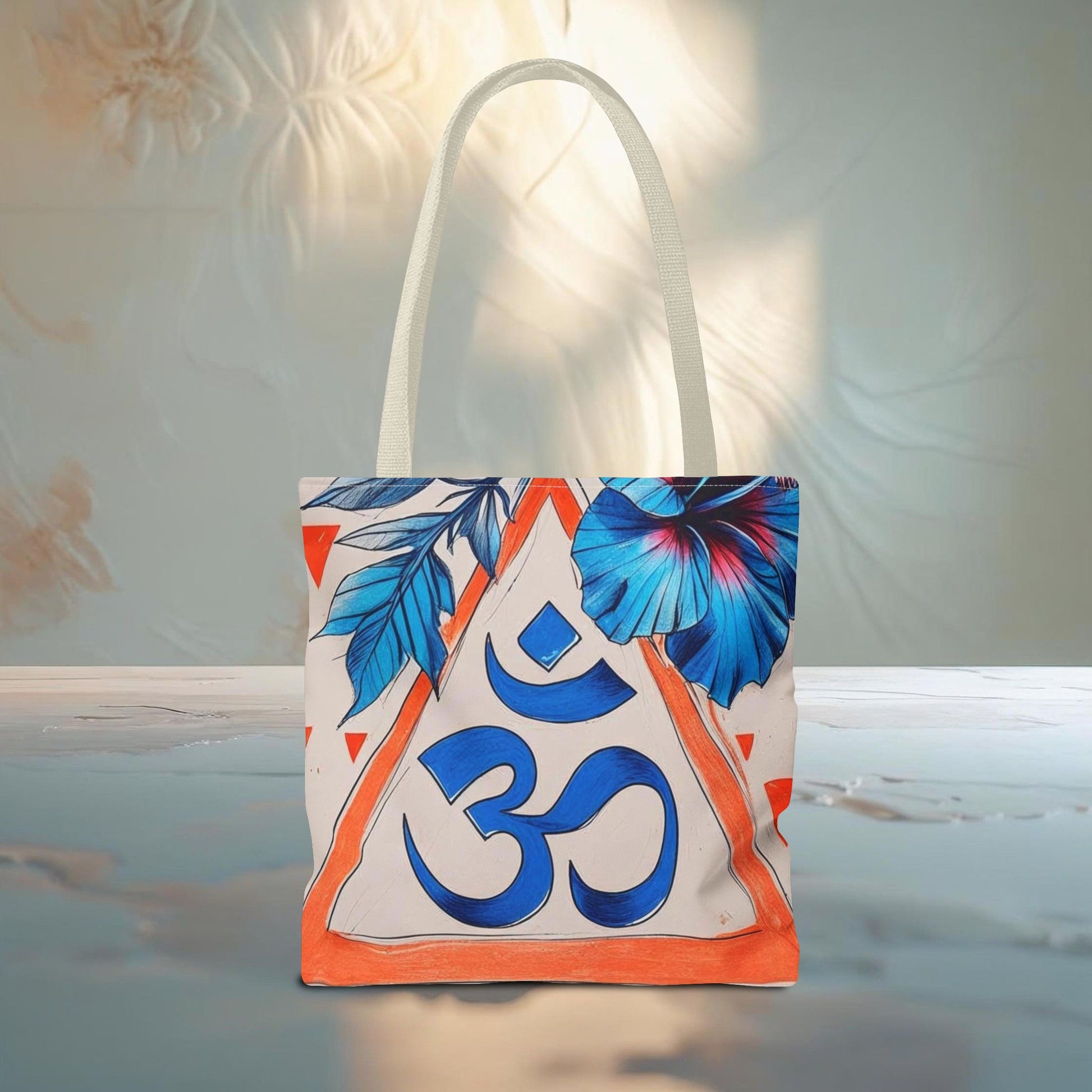 Meadow Fairy Bag - The OM & Hibiscus Flowers - Beach Bag, Yoga Tote, Eco-Friendly Shopper, Gift for Her, Summer Accessory