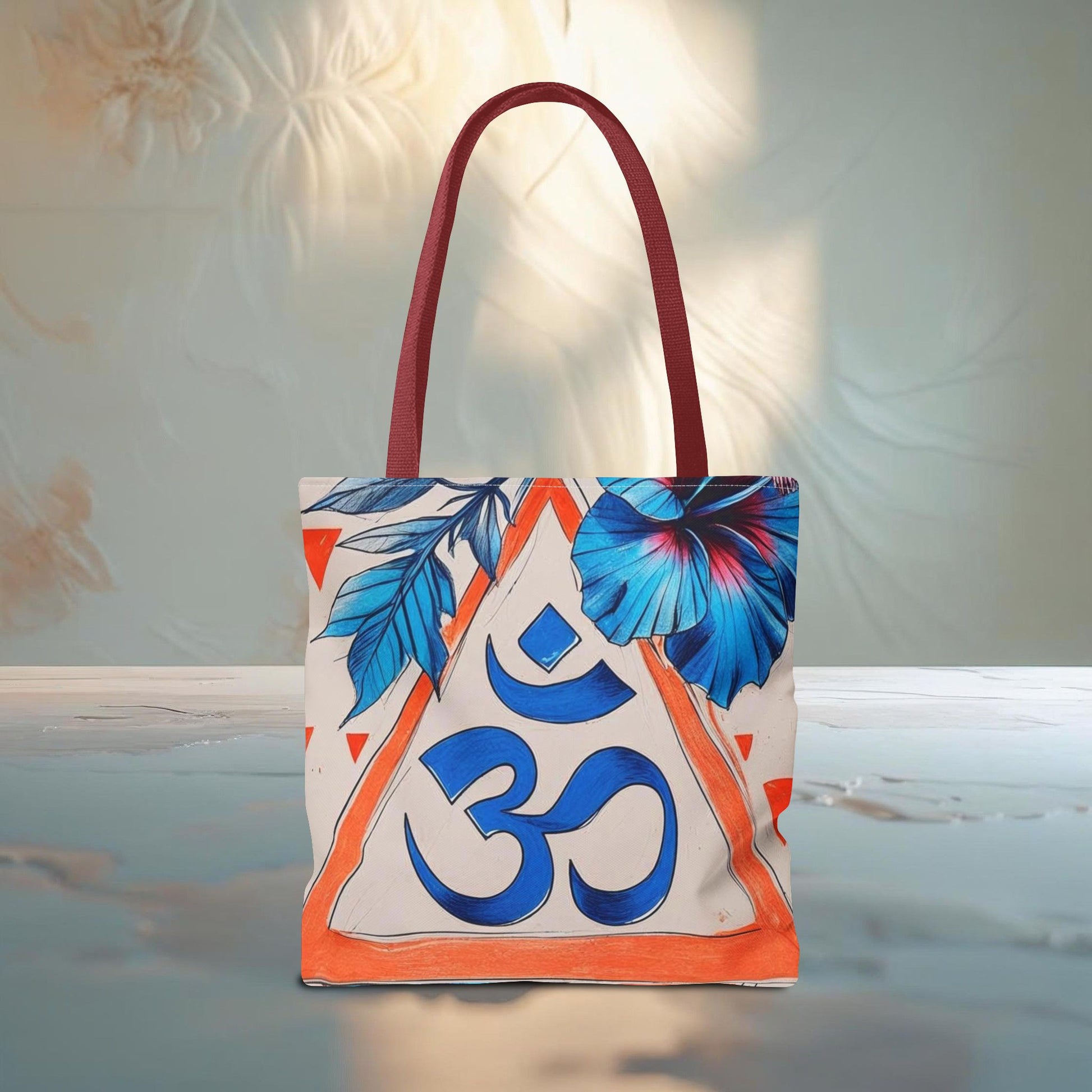 Meadow Fairy Bag - The OM & Hibiscus Flowers - Beach Bag, Yoga Tote, Eco-Friendly Shopper, Gift for Her, Summer Accessory