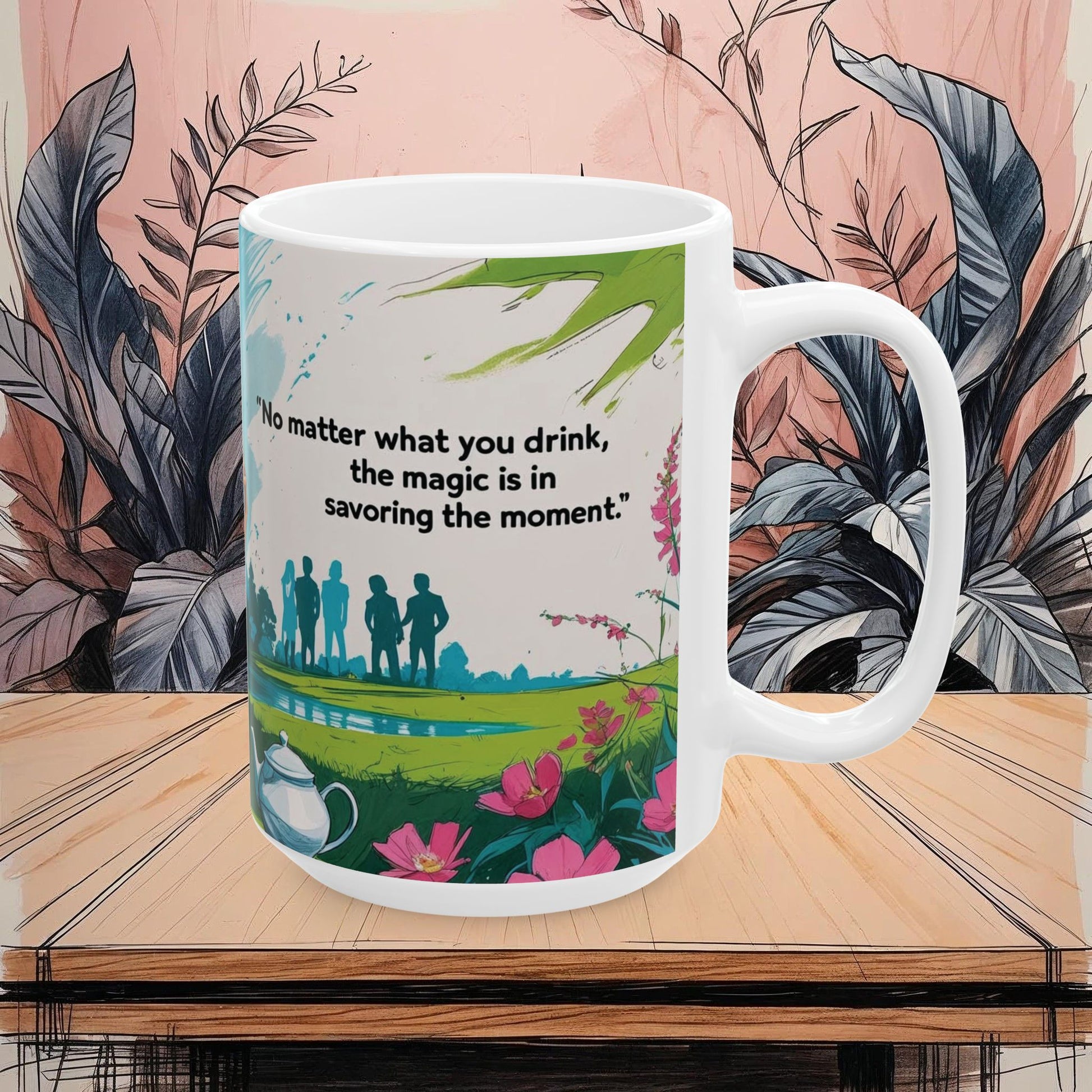 Pure Joy Mug Ceramic with Inspirational Quote, Tea Lover Gift, Enjoy Your Beverage, Coffee Lover's Favorite, Perfect for Home or Office