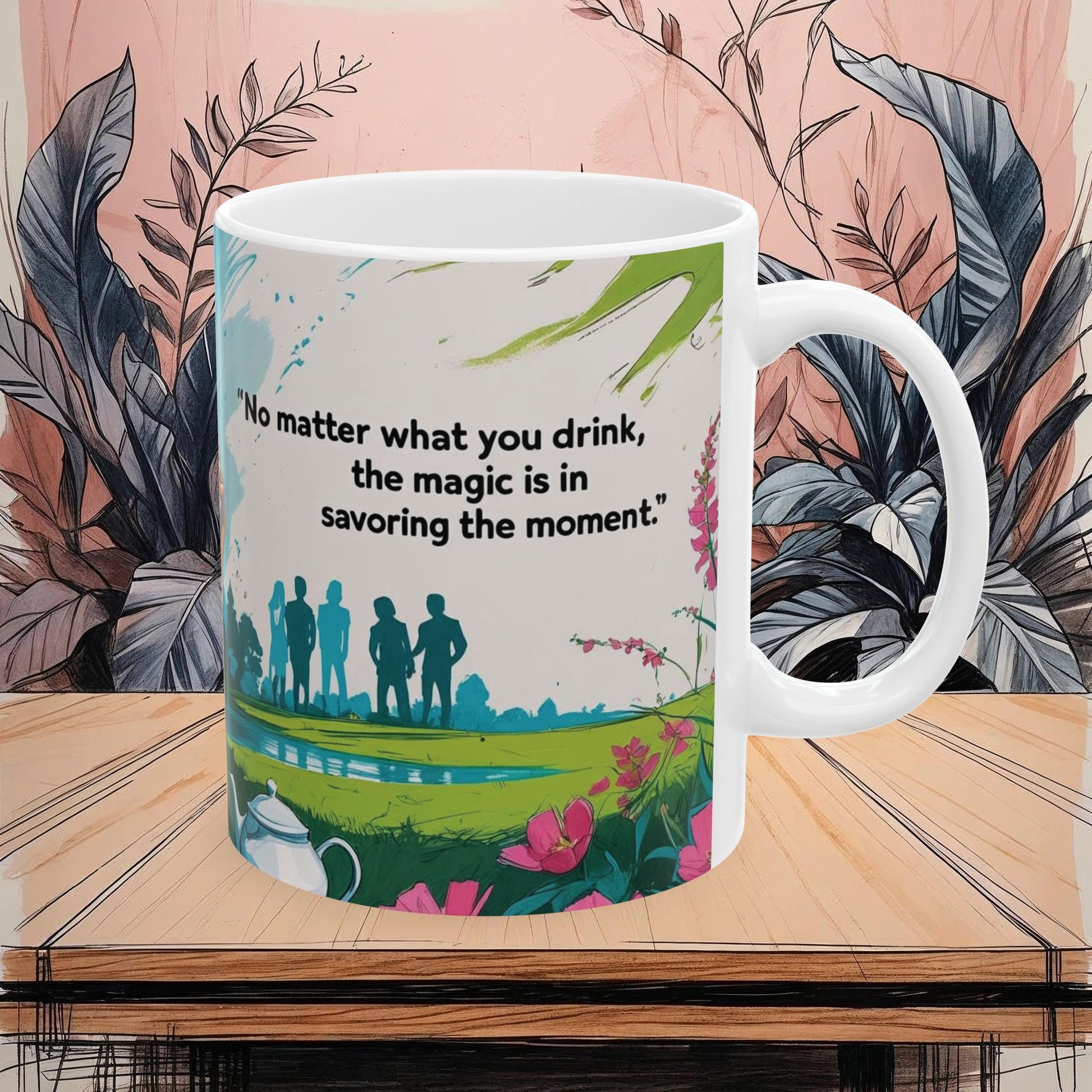 Pure Joy Mug Ceramic with Inspirational Quote, Tea Lover Gift, Enjoy Your Beverage, Coffee Lover's Favorite, Perfect for Home or Office