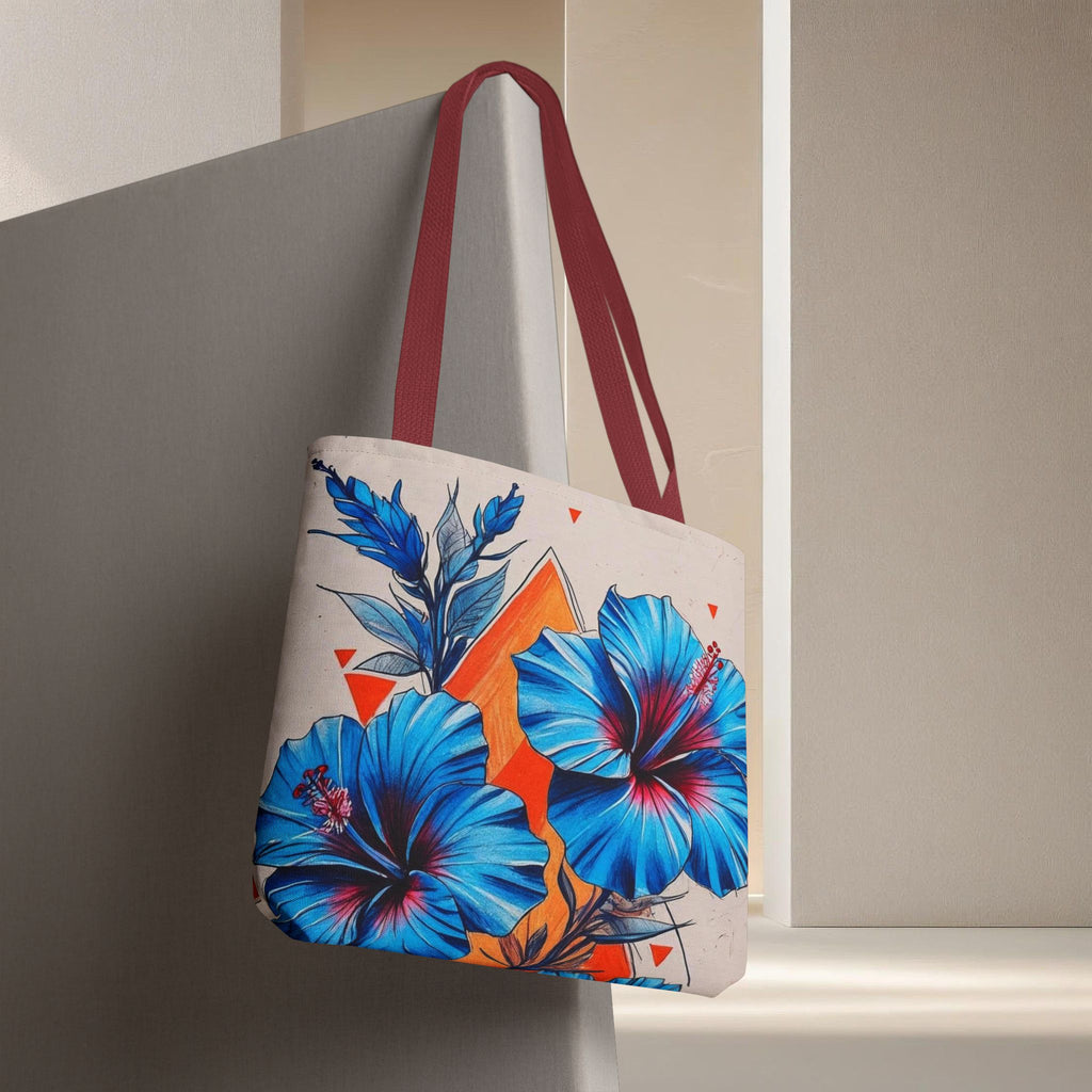 Meadow Fairy Bag - The OM & Hibiscus Flowers - Beach Bag, Yoga Tote, Eco-Friendly Shopper, Gift for Her, Summer Accessory