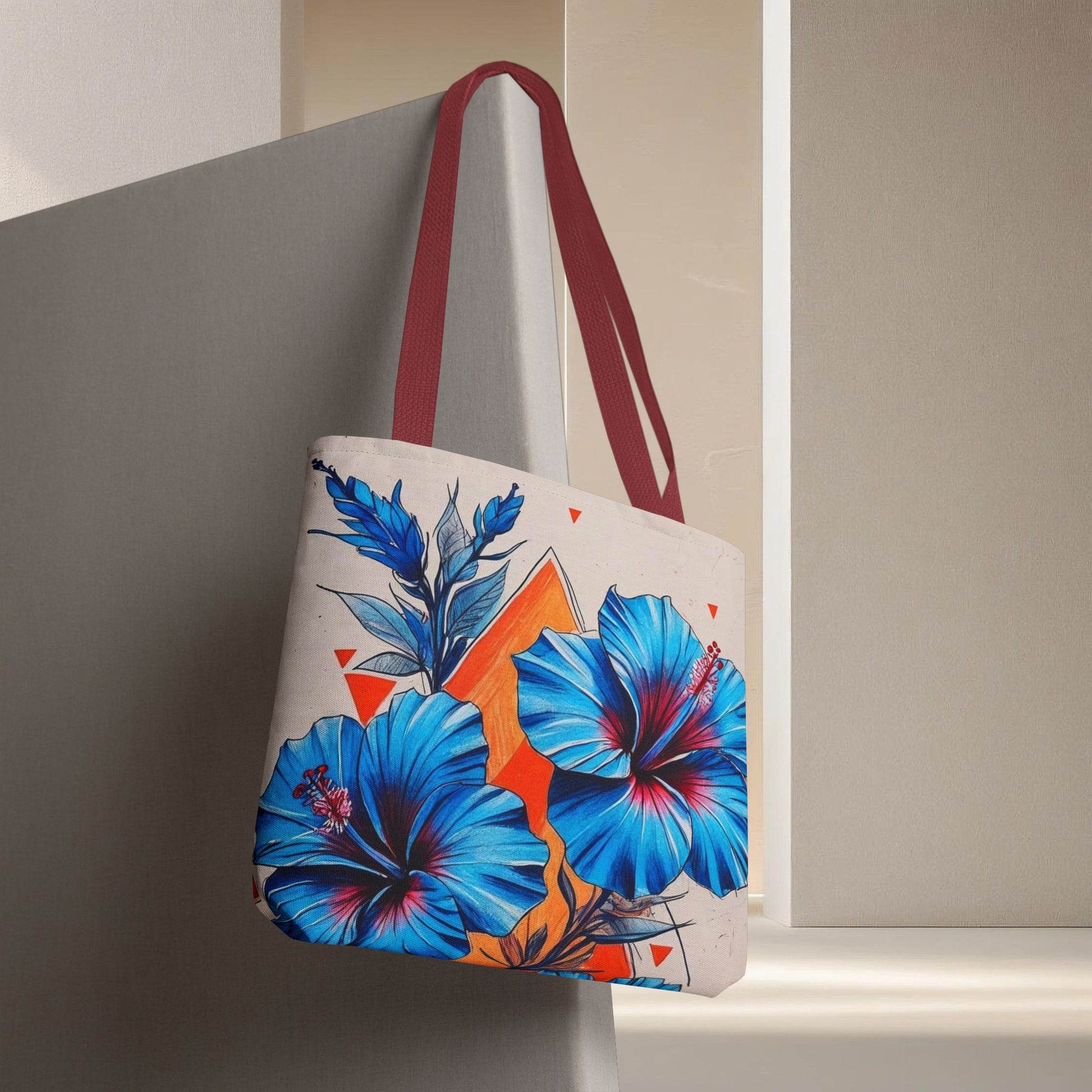 Meadow Fairy Bag - The OM & Hibiscus Flowers - Beach Bag, Yoga Tote, Eco-Friendly Shopper, Gift for Her, Summer Accessory